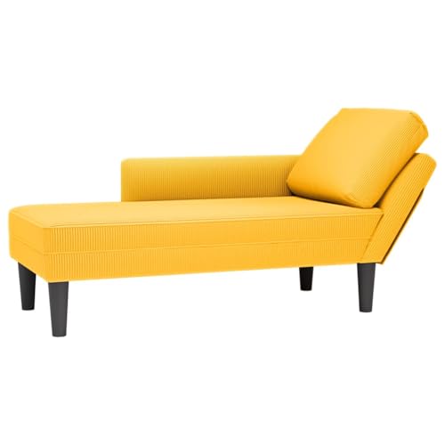 Teenpull Chaiselongue, Hellgelb Cordstoff, mit Kissen, für stilvolle Entspannung im Wohnzimmer oder Schlafzimmer, bequemer Loungesessel für Erwachsene von Teenpull