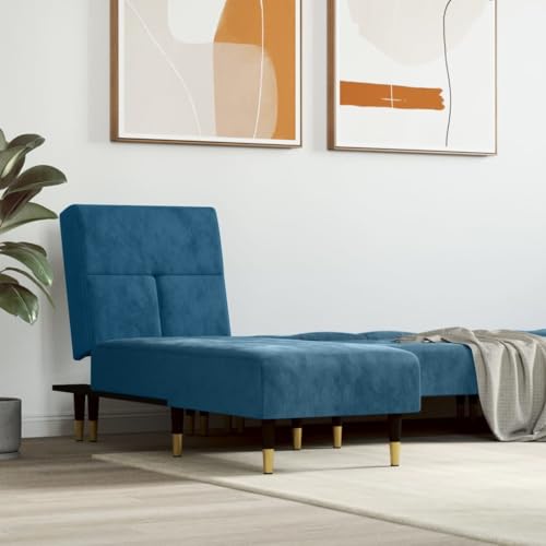 Teenpull Chaiselongue Blau Samt, Verstellbar mit 3 Positionen, Einzel-Lounge-Sofa für Schlafzimmer, Wohnzimmer von Teenpull