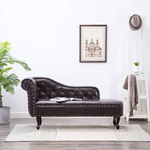 Teenpull Chaiselongue Dunkelbraun Kunstleder, Vintage Chesterfield Lounge Sofa für Wohnzimmer, Elegantes Relaxliege mit Massivholzbeinen, Komfortable Recamiere für Erwachsene Teenpull Chaiselongue Dunkelbraun Kunstleder, Vintage Chesterfield Lounge Sofa für Wohnzimmer, Elegantes Relaxliege mit Massivholzbeinen, Komfortable Recamiere für Erwachsene von Teenpull