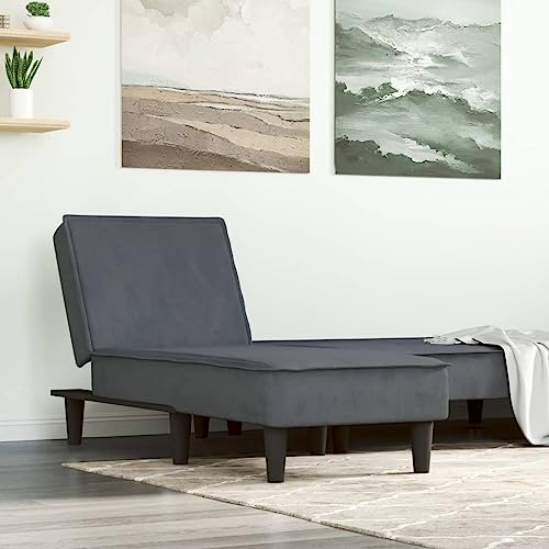 Teenpull Chaiselongue Dunkelgrau Samt, Multifunktional Verstellbar, Einzel-Loungesofa für Wohnzimmer, Schlafzimmer, Leseecke, Indoor-Möbel von Teenpull