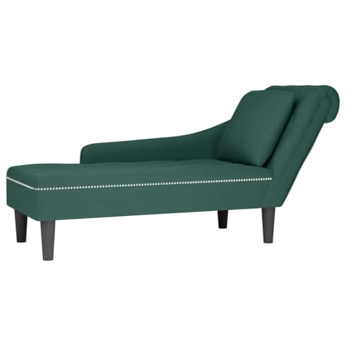 Teenpull Chaiselongue Dunkelgrün Samt mit Rechter Armlehne, 145x56x70cm, Bequemes Polstersofa für Wohnzimmer, Schlafzimmer, Büro, Max. 110kg Belastbarkeit von Teenpull