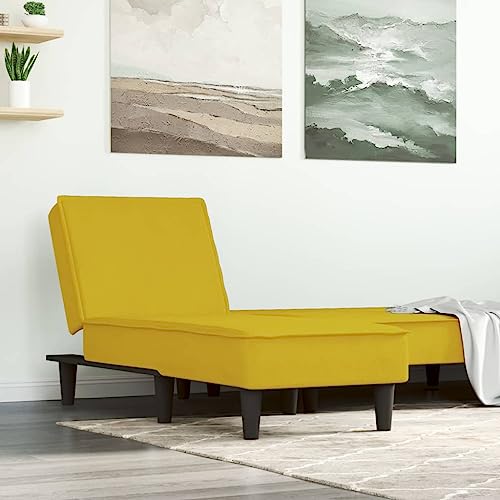 Teenpull Chaiselongue Gelb Samt, Verstellbar, Einzel-Sitzer, Gemütliches Lounge-Sofa für Erwachsene, Multifunktionales Gästebett, Schlafzimmer, Wohnzimmer von Teenpull