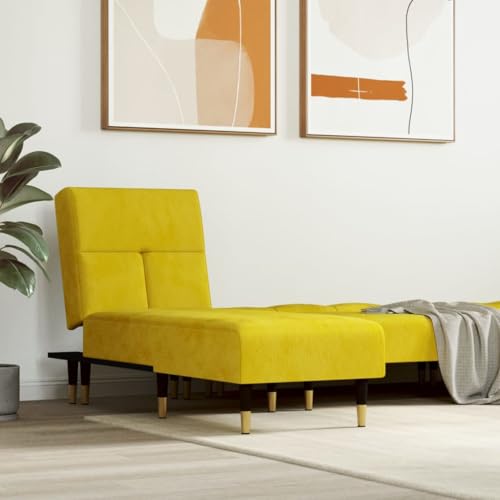 Teenpull Chaiselongue Gelb Samt, Verstellbar für Sitzen, Entspannen, Schlafen, Metallbeine, Modernes Design, Einzelbett für Erwachsene, Wohnzimmer von Teenpull