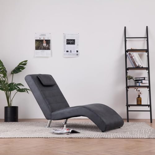 Teenpull Chaiselongue Grau, Wildleder-Optik, Ergonomisches Design, Gepolstert, Robuste Stahlbeine, Bequemer Lounge-Sessel für Wohnzimmer Teenpull Chaiselongue Grau, Wildleder-Optik, Ergonomisches Design, Gepolstert, Robuste Stahlbeine, Bequemer Lounge-Sessel für Wohnzimmer von Teenpull