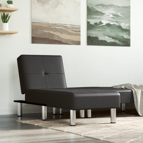Teenpull Chaiselongue Schwarz Kunstleder, Verstellbare Relaxliege für Wohnzimmer & Schlafzimmer, 3-Positionen Gästebett mit Metallbeinen, Max. 110 kg Belastbarkeit Teenpull Chaiselongue Schwarz Kunstleder, Verstellbare Relaxliege für Wohnzimmer & Schlafzimmer, 3-Positionen Gästebett mit Metallbeinen, Max. 110 kg Belastbarkeit von Teenpull