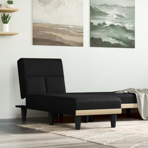 Teenpull Chaiselongue Schwarz Stoff, Verstellbare Relaxliege für Eine Person, Klappbares Schlafsofa, Gemütliches Loungesofa für Wohnzimmer, Schlafzimmer von Teenpull