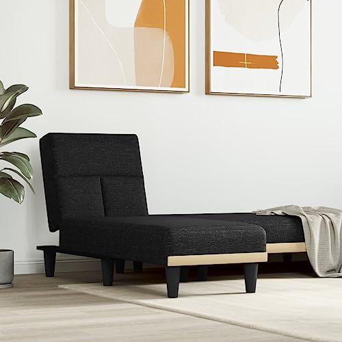Teenpull Chaiselongue Schwarz Stoff, Verstellbarer Lounge Sessel für Wohnzimmer, Moderner Schlafsofa Relaxliege, Platzsparende Polsterliege mit Schaumstoffpolsterung für Erwachsene von Teenpull