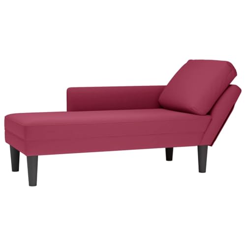 Teenpull Chaiselongue Weinrot Samt, 132x56x70cm, Rechte Armlehne, mit Kissen, für Wohnzimmer, Schlafzimmer, oder Büro, Max. 110kg Belastbarkeit von Teenpull