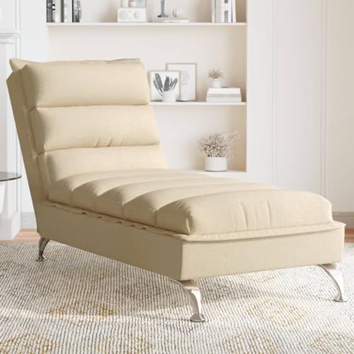 Teenpull Chaiselongue mit Kissen, Creme Stoff, Elegantes Design, robust für Wohnzimmer, gemütliche Lounge für Erwachsene von Teenpull