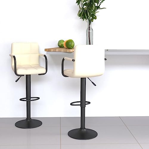 Teenpull Cream Fabric Bar Stools Set, Adjustable Swivel Counter Height Chairs for Kitchen Island Dining Room, Modern Design with Backrest & Footrest Teenpull Cream Fabric Bar Stools Set, Adjustable Swivel Counter Height Chairs for Kitchen Island Dining Room, Modern Design with Backrest & Footrest von Teenpull