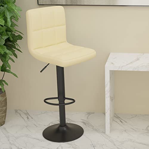 Teenpull Cream Fabric Bar Stools Set, Adjustable Swivel Kitchen Counter Chairs with Back, Modern Dining Room Seating von Teenpull