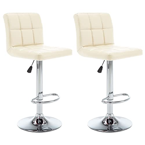 Teenpull Cream Faux Leather Bar Stools Set of 2, Adjustable Swivel Counter Height Chairs for Kitchen Island Dining Room von Teenpull