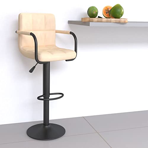 Teenpull Cream Velvet Bar Stools, Set of 2 Swivel Counter Height Chairs for Kitchen Island Dining Room, Adjustable Tall Back Barstools with Footrest von Teenpull