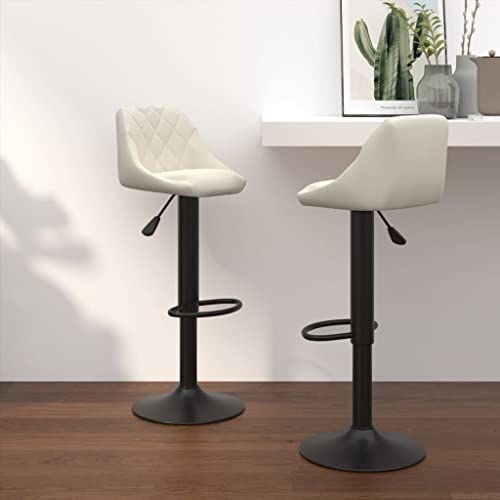Teenpull Cream Velvet Bar Stools Set, Adjustable Swivel Kitchen Counter Height Chairs with Footrest for Dining Room & Home Island von Teenpull
