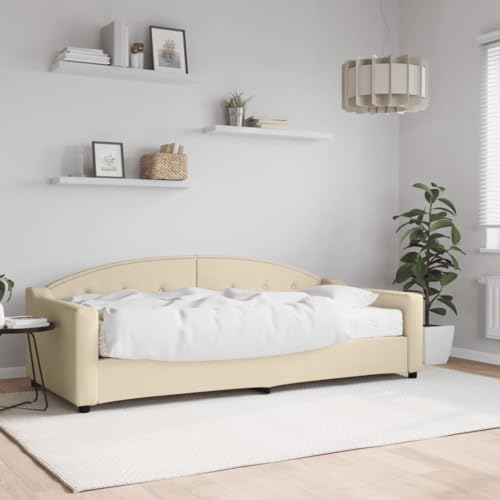 Teenpull Creme Tagesbett mit Matratze 90x200 cm, gepolstertes Schlafsofa aus Stoff, Stabiler Bettrahmen Holz Metall, vielseitiges 2-in-1 Möbelstück für Wohnzimmer, Schlafzimmer & Gäste Teenpull Creme Tagesbett mit Matratze 90x200 cm, gepolstertes Schlafsofa aus Stoff, Stabiler Bettrahmen Holz Metall, vielseitiges 2-in-1 Möbelstück für Wohnzimmer, Schlafzimmer & Gäste von Teenpull