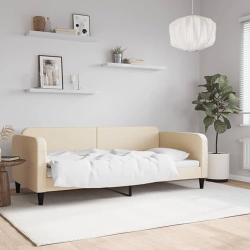 Teenpull Cremefarbenes Tagesbett 90x200 cm aus Stoff, vielseitiges Schlafsofa mit robustem Metall-Holz-Gestell, gepolsterte Rückenlehne, modernes Design für Wohn- oder Schlafzimmer Teenpull Cremefarbenes Tagesbett 90x200 cm aus Stoff, vielseitiges Schlafsofa mit robustem Metall-Holz-Gestell, gepolsterte Rückenlehne, modernes Design für Wohn- oder Schlafzimmer von Teenpull