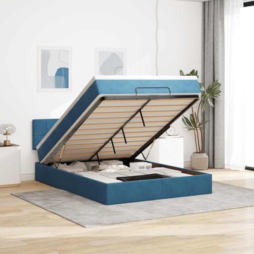 Teenpull Dunkelblaues Ottoman-Bett mit Taschenfederkernmatratze, 140x200 cm, Samtstoff, integriertem Stauraum und LED-Beleuchtung für das Schlafzimmer Teenpull Dunkelblaues Ottoman-Bett mit Taschenfederkernmatratze, 140x200 cm, Samtstoff, integriertem Stauraum und LED-Beleuchtung für das Schlafzimmer von Teenpull