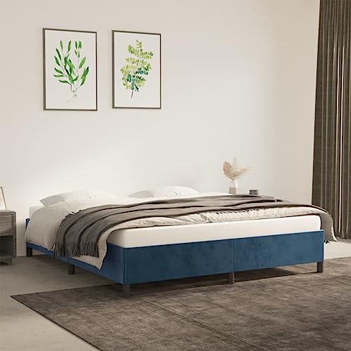 Teenpull Dunkelblaues Samt Bettgestell 160x200 cm, Gepolsterter Plattform Bettrahmen ohne Matratze, Modernes Schlafzimmer Kopfteil Möbel, Stabiles Polsterbett für erholsamen Schlaf Teenpull Dunkelblaues Samt Bettgestell 160x200 cm, Gepolsterter Plattform Bettrahmen ohne Matratze, Modernes Schlafzimmer Kopfteil Möbel, Stabiles Polsterbett für erholsamen Schlaf von Teenpull