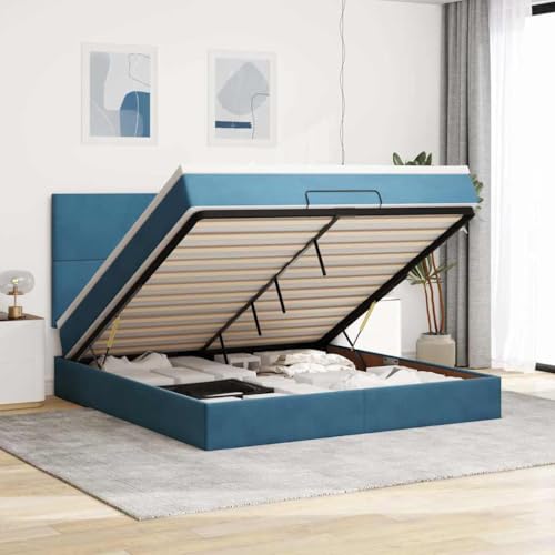 Teenpull Dunkelblaues Samt Ottoman-Bett 180x200 cm, gepolsterter Bettrahmen mit Kopfteil, inklusive Matratze, Topper & LED-Beleuchtung, viel Stauraum, Moderne Plattform für Komfort & Schlaf Teenpull Dunkelblaues Samt Ottoman-Bett 180x200 cm, gepolsterter Bettrahmen mit Kopfteil, inklusive Matratze, Topper & LED-Beleuchtung, viel Stauraum, Moderne Plattform für Komfort & Schlaf von Teenpull