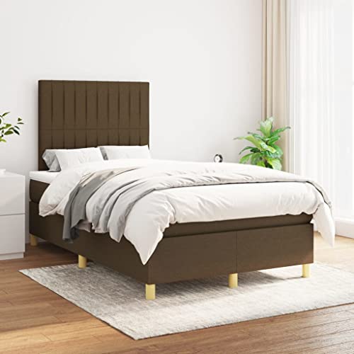 Teenpull Dunkelbraunes Boxspringbett 120x200 cm, mit Taschenfederkernmatratze, höhenverstellbarem Kopfteil, Stoff gepolstert, Stabiler Bettrahmen für erholsamen Schlaf, Schlafzimmer Möbel Set von Teenpull