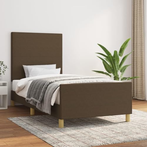 Teenpull Dunkelbraunes Polsterbettgestell 100x200 cm aus Stoff mit verstellbarem Kopfteil, Stabiler Rahmen und Lattenrost für erholsamen Schlaf, modernes Schlafzimmermöbel-Set Teenpull Dunkelbraunes Polsterbettgestell 100x200 cm aus Stoff mit verstellbarem Kopfteil, Stabiler Rahmen und Lattenrost für erholsamen Schlaf, modernes Schlafzimmermöbel-Set von Teenpull