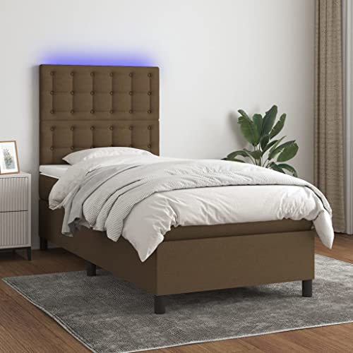 Teenpull Dunkelbraunes Stoff Boxspringbett 90x200 cm mit Taschenfederkern Matratze, Matratzenauflage & Verstellbarem Kopfteil, Komplettset mit LED-Beleuchtung, Schlafzimmer Möbel Teenpull Dunkelbraunes Stoff Boxspringbett 90x200 cm mit Taschenfederkern Matratze, Matratzenauflage & Verstellbarem Kopfteil, Komplettset mit LED-Beleuchtung, Schlafzimmer Möbel von Teenpull