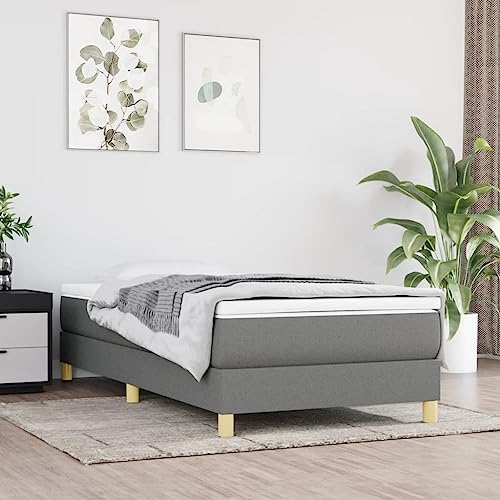 Teenpull Dunkelgraues Bettgestell 90x190 cm, Stoffbezogen mit Sperrholzlatten, Robustes Einzelbett für erholsamen Schlaf, Stabiler Plattform-Bettrahmen ohne Matratze von Teenpull