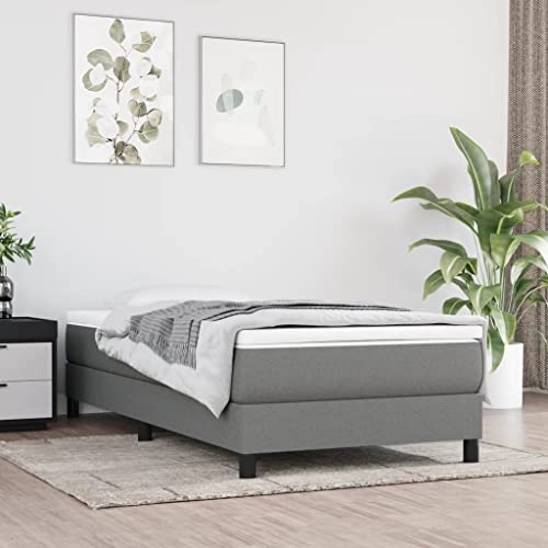 Teenpull Dunkelgraues Bettgestell 90x190 cm, gepolstertes Plattform Bett mit strapazierfähigem Stoffbezug für Matratze, stabiles Möbel Basis für erholsamen Schlaf, ohne Matratze Teenpull Dunkelgraues Bettgestell 90x190 cm, gepolstertes Plattform Bett mit strapazierfähigem Stoffbezug für Matratze, stabiles Möbel Basis für erholsamen Schlaf, ohne Matratze von Teenpull