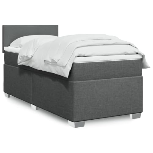 Teenpull Dunkelgraues Boxspringbett, 100x200 cm Einzelbett mit Taschenfederkern Matratze, Stoff Kopfteil, Topper, Stabiler Bettrahmen Möbel für erholsamen Schlaf Teenpull Dunkelgraues Boxspringbett, 100x200 cm Einzelbett mit Taschenfederkern Matratze, Stoff Kopfteil, Topper, Stabiler Bettrahmen Möbel für erholsamen Schlaf von Teenpull