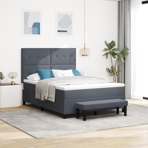 Teenpull Dunkelgraues Boxspringbett 160x200 cm mit Matratze, Kopfteil & Samtbezug, Polsterbett mit Bank, modernes Schlafzimmer Möbel-Set von Teenpull
