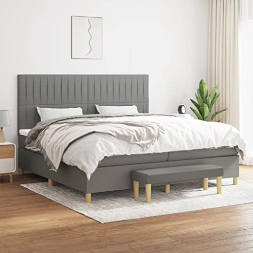 Teenpull Dunkelgraues Boxspringbett 200x200 cm mit Taschenfederkernmatratze, höhenverstellbarem Kopfteil, gepolstertem Stoffrahmen und Möbel-Set für entspannten Schlaf Teenpull Dunkelgraues Boxspringbett 200x200 cm mit Taschenfederkernmatratze, höhenverstellbarem Kopfteil, gepolstertem Stoffrahmen und Möbel-Set für entspannten Schlaf von Teenpull