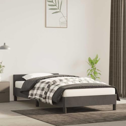 Teenpull Dunkelgraues Samt Bettgestell, 90x190 cm, Kopfteil, Polsterbett, Plattform, stabil, Moderne Schlafzimmer Möbel, ohne Matratze von Teenpull