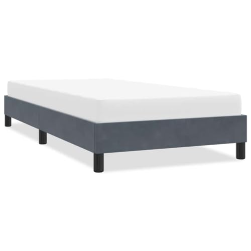 Teenpull Dunkelgraues Samt Bettgestell 80x220 cm, gepolstertes Einzelbett ohne Matratze, mit stabilem Lattenrost und elegantem Kopfteil, langlebiger Bettrahmen für Schlafzimmermöbel von Teenpull