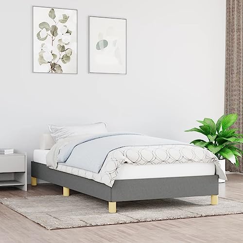 Teenpull Dunkelgraues Stoff Bettgestell 90x200 cm, Robustes Polsterbett ohne Matratze für erholsamen Schlaf, stabile Schlafzimmer Möbel Plattform Bettrahmen mit Sperrholzlatten Teenpull Dunkelgraues Stoff Bettgestell 90x200 cm, Robustes Polsterbett ohne Matratze für erholsamen Schlaf, stabile Schlafzimmer Möbel Plattform Bettrahmen mit Sperrholzlatten von Teenpull
