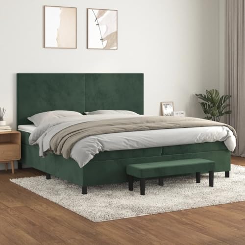 Teenpull Dunkelgrünes Samt Boxspringbett mit Taschenfederkern Matratze 200x200 cm, höhenverstellbarem Kopfteil und Bank, gepolstertes Bettrahmen Möbel Set für Schlafzimmer Teenpull Dunkelgrünes Samt Boxspringbett mit Taschenfederkern Matratze 200x200 cm, höhenverstellbarem Kopfteil und Bank, gepolstertes Bettrahmen Möbel Set für Schlafzimmer von Teenpull