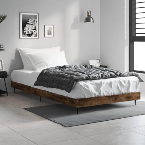 Teenpull Einzelbett Bettgestell Räuchereiche 90x200 cm aus robustem Holzwerkstoff mit Metallfüßen, modernes Plattform-Design für Schlafzimmer, Stabiler Lattenrost aus Sperrholz, ohne Matratze Teenpull Einzelbett Bettgestell Räuchereiche 90x200 cm aus robustem Holzwerkstoff mit Metallfüßen, modernes Plattform-Design für Schlafzimmer, Stabiler Lattenrost aus Sperrholz, ohne Matratze von Teenpull