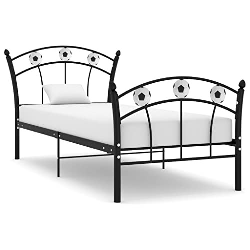 Teenpull Einzelbett mit Fußball-Design, Schwarz, Metall, 90x200 cm, Robustes Jugendbett für Kinderzimmer, stabile Lattenrost-Basis Teenpull Einzelbett mit Fußball-Design, Schwarz, Metall, 90x200 cm, Robustes Jugendbett für Kinderzimmer, stabile Lattenrost-Basis von Teenpull
