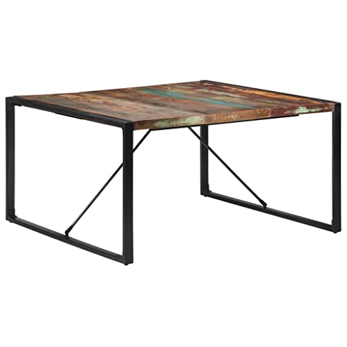 Teenpull Esstisch 140x140x75 cm aus massivem Altholz, recycelt, mit schwarzem Stahlgestell, perfekt für Küche und Esszimmer, Industriestil Teenpull Esstisch 140x140x75 cm aus massivem Altholz, recycelt, mit schwarzem Stahlgestell, perfekt für Küche und Esszimmer, Industriestil von Teenpull