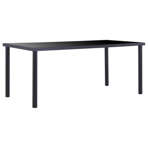 Teenpull Esstisch Schwarz 180x90x75cm, robuster Moderner Küchentisch aus Hartglas für Esszimmer, Metallrahmen, leicht zu reinigen von Teenpull