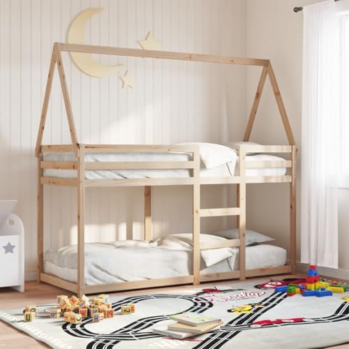 Teenpull Etagenbett mit Dach 90x190 cm Massivholz Kiefer unbehandelt, sicheres Kinderbett Gestell, platzsparendes Möbelstück für Schlafzimmer, Stabiler Bettrahmen Basis mit Lattenrost Plattform Teenpull Etagenbett mit Dach 90x190 cm Massivholz Kiefer unbehandelt, sicheres Kinderbett Gestell, platzsparendes Möbelstück für Schlafzimmer, Stabiler Bettrahmen Basis mit Lattenrost Plattform von Teenpull