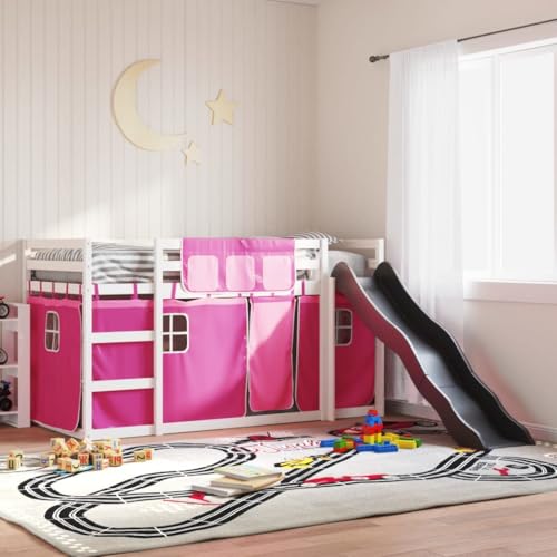 Teenpull Etagenbett mit Rutsche und Gardinen Rosa 90x190 cm, stabiles Hochbett aus Massivholz Kiefer, sicherer Bettrahmen mit Rausfallschutz für Kinder, Spielzimmer Möbel. Teenpull Etagenbett mit Rutsche und Gardinen Rosa 90x190 cm, stabiles Hochbett aus Massivholz Kiefer, sicherer Bettrahmen mit Rausfallschutz für Kinder, Spielzimmer Möbel. von Teenpull