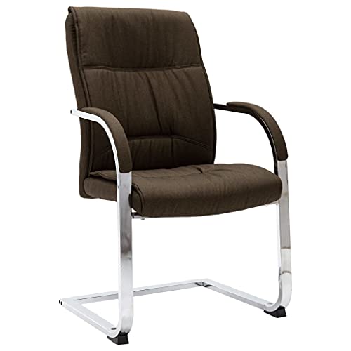 Teenpull Freischwinger Bürostuhl Braun Stoff, Ergonomisch Geformt für Komfort, Robuster Schreibtischstuhl für Büro & Home Office von Teenpull