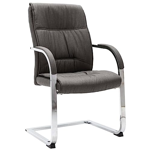 Teenpull Freischwinger Bürostuhl Grau Stoff, Ergonomisch Geformte Rückenlehne, Weich Gepolsterter Sitz, Stabile Armlehnen, Modernes Design für Home-Office & Konferenzräume von Teenpull