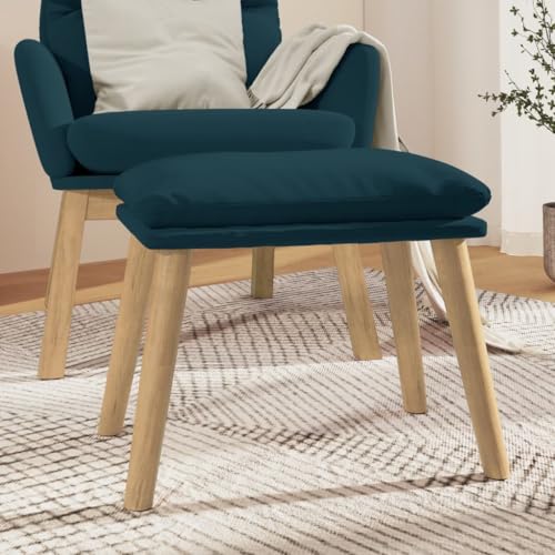 Teenpull Fußhocker Blau, Samt Weich, Bequemer Hocker mit Holzbeinen, Multifunktional für Wohnzimmer, Schlafzimmer, Büro, Ergänzt Ihr Zuhause Optimal von Teenpull
