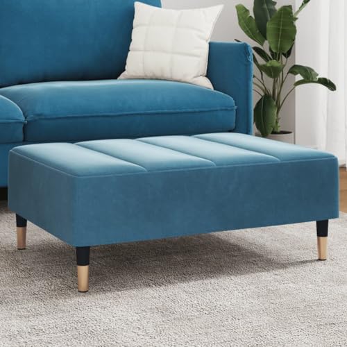 Teenpull Fußhocker Blau Samt 77x55x31 cm, Robuster Ottoman für Wohnzimmer, Schlafzimmer, Bequemer Sitzhocker, Stabiler Fußschemel, Modernes Design von Teenpull
