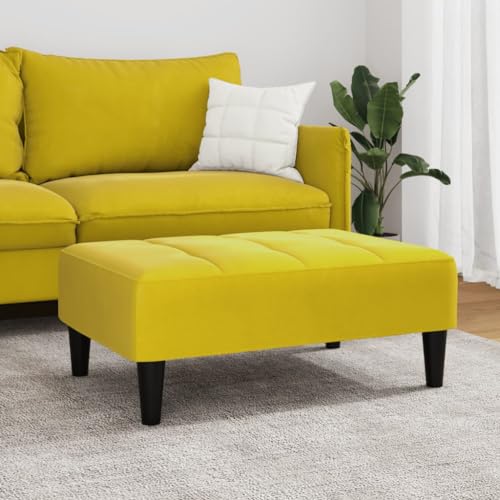 Teenpull Fußhocker Gelb 77x55x31 cm, Samt, Robuster Ottoman für Wohnzimmer und Schlafzimmer, Bequemer Hocker zum Ausruhen der Füße von Teenpull