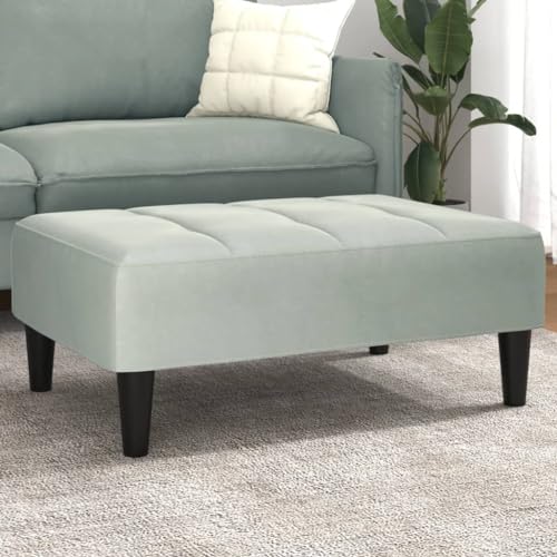 Teenpull Fußhocker Hellgrau 77x55x31 cm, Samt-Ottomane für Wohnzimmer, Schlafzimmer, robuste Fußablage und zusätzliche Sitzgelegenheit von Teenpull