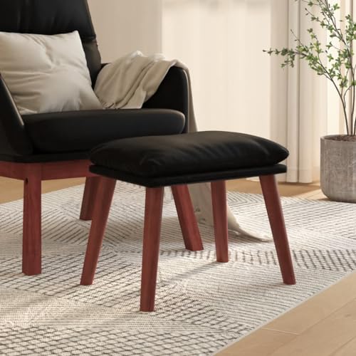 Teenpull Fußhocker Schwarz 45x29,5x35 cm, Kunstleder Polsterung mit Massivholzbeinen, stabil als Sitzgelegenheit für Wohnzimmer, Schlafzimmer Teenpull Fußhocker Schwarz 45x29,5x35 cm, Kunstleder Polsterung mit Massivholzbeinen, stabil als Sitzgelegenheit für Wohnzimmer, Schlafzimmer von Teenpull