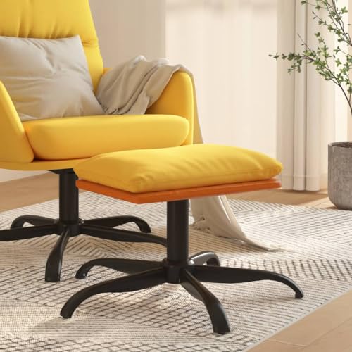 Teenpull Fußhocker Senfgelb 60x60x36 cm, Bequemer Ottoman mit Braunem Kunstleder Akzent, Robuster Stool für Wohnzimmer, Schlafzimmer von Teenpull