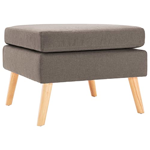 Teenpull Fußhocker Taupe Stoff, Quadratischer Ottoman mit Holzrahmen, Bequemer Fußschemel für Wohnzimmer, Schlafzimmer, Büro von Teenpull